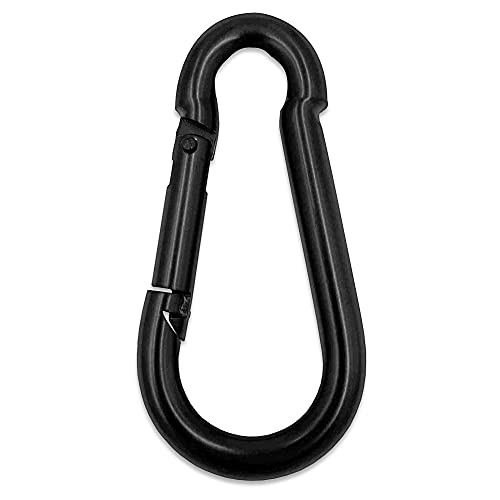 C.P. SPORTS Barra de bíceps Negra con mosquetón de 8 mm, Acero Macizo, para Ejercicios de tracción en estación de Fuerza y Torre de Cable | para Culturismo, Deportes de Fuerza, Fitness