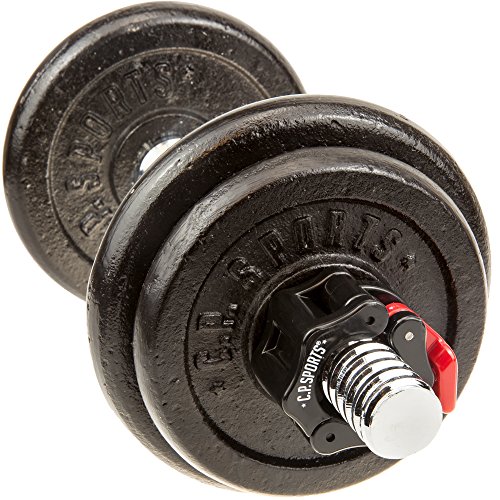 C.P. Sports - Cierre rápido para Mancuernas, 28 mm, práctico Cierre de Mancuernas con una Sola Mano para un Entrenamiento Seguro y Cambio rápido de Discos, Pinza de plástico Resistente, Color Negro