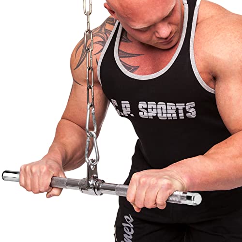 C.P. Sports lat bar 100cm - 125cm extra ancho, diferentes variaciones de agarre a través de asas estriadas incl. articulación giratoria entrenamiento con pesas incl. mosquetón (100 cm)