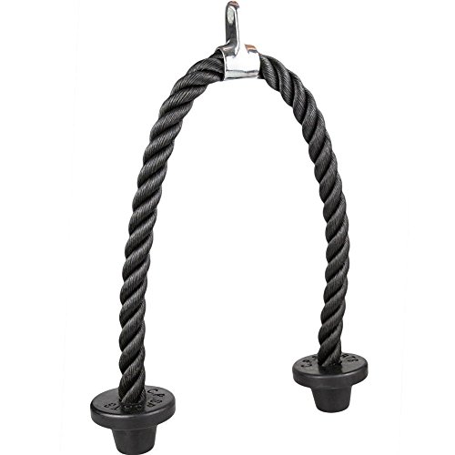 C.P.Sports tríceps bíceps Cuerda Diferentes tamaños 75 cm – 100 cm, Incluye mosquetón Negro