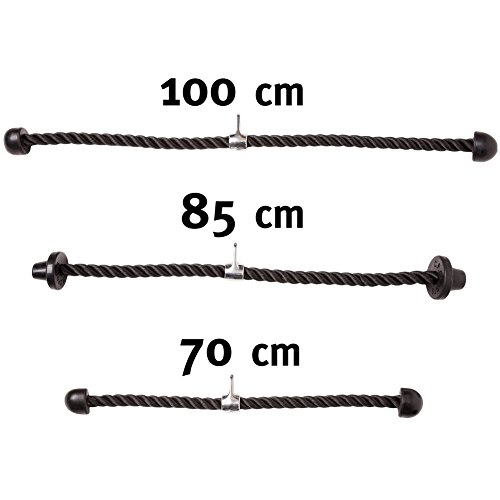 C.P.Sports tríceps bíceps Cuerda Diferentes tamaños 75 cm – 100 cm, Incluye mosquetón Negro