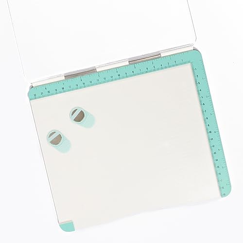 Craftelier - Plataforma de Estampación de Sellos de Caucho y de Silicona para Scrapbooking y Manualidades | Guías en Centímetros y en Pulgadas | Color Blanco y Turquesa - Tamaño 24,5 x 22 x 1,3 cm