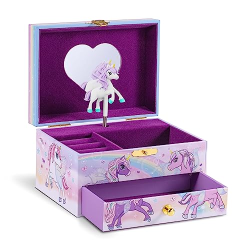 CRAZE Joyero Musical Niña, Modelo Unicornio, Caja de Música con Cajón Extraíble, Interior Aterciopelado, Espejo y Unicornio Giratorio