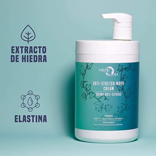 Crema Antiestrias Tonificante. Tensora y Reparadora. Crema corporal que mejora la piel de muslos, glúteos, brazos y abdomen, piel firme y sedosa. Marca: Noche y Día. 1000 ml.