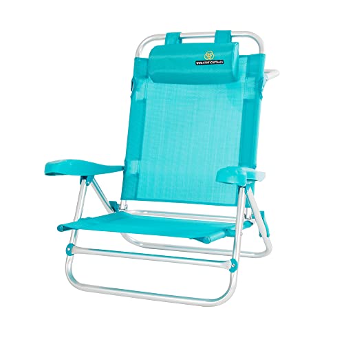 CREVICOSTA QUALITY MARK MARCAS DE CALIDAD - Silla de Playa Vitamina 2001-3 New - Silla de Playa Plegable con reposabrazos y 7 Posiciones (Turquesa)