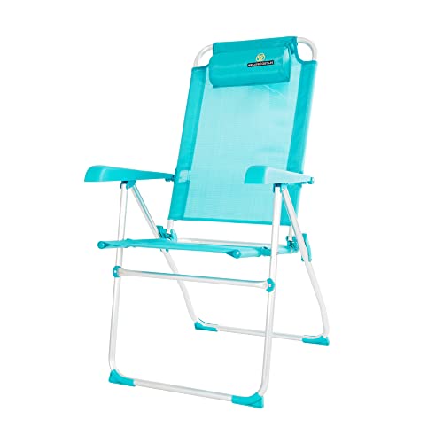 CREVICOSTA QUALITY MARK MARCAS DE CALIDAD - Vita 2081-3 - Silla de Playa Plegable con reposabrazos y 8 Posiciones (Turquesa)