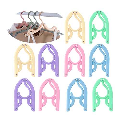 CRITIVE-SHOP Travel Coat Hangers Adultos Juego de 10 - Perchas Ahorro de Espacio - Perchas de Plástico Plegables para Ropa Portátil para Camping al Aire Libre Viajes de Negocios (5 Color)