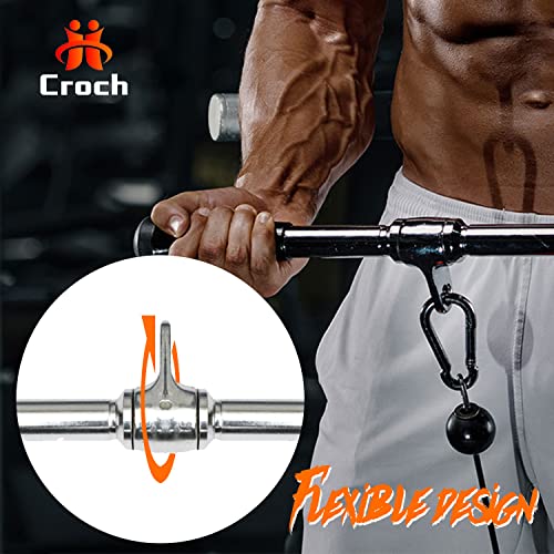 Croch Barra de tracción giratoria para bíceps con barra recta, sistema de fijación de polea de mano, equipo de entrenamiento para el gimnasio en casa (Revolving Straight Bar)