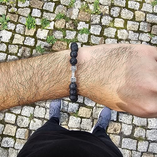 Crossfit Pulsera deportiva con mancuernas, piedra natural, pulseras de yoga, levantamiento de pesas, regalo para hombres, 8 mm