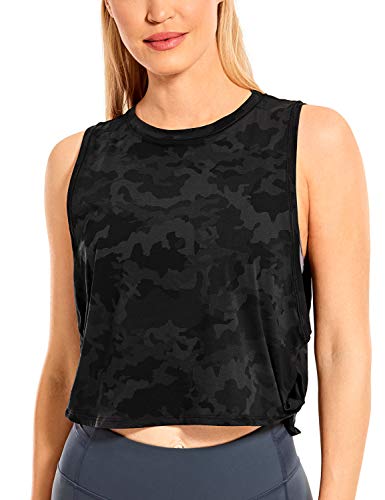 CRZ YOGA Mujer Crop Top Camiseta Sin Mangas de Fitness Ropa Deportiva Cuello Redondo Camo Multi 6 44