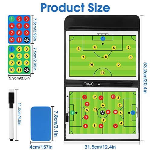 CS COSDDI Pizarra Táctica Tablero de Entrenamiento Entrenador Magnéticas de Fútbol Portátil con Imanes