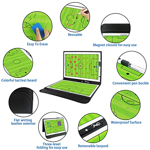CS COSDDI Pizarra Táctica Tablero de Entrenamiento Entrenador Magnéticas de Fútbol Portátil con Imanes