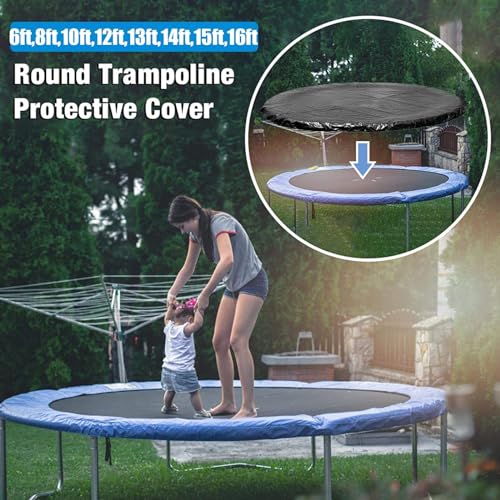 Cubierta Meteorológica De Trampolines Sombra De Sol UV Impermeable Para Lluvia De Polvo Para 6ft A 16ft Cubierta De Protección De Trampolín Materiales De PE Resistentes A La Intemperie Fijación Segura