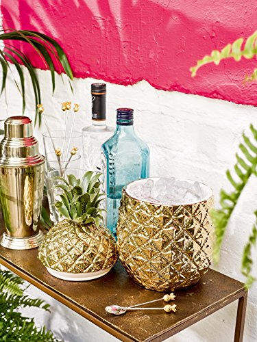 Cubo de hielo de piña dorado con tapa, agregado premium a su carrito de bebidas | Accesorio de barra retro | Decoración de fiesta con clase | Refrigerador elegante | Regalo ideal para él o ella