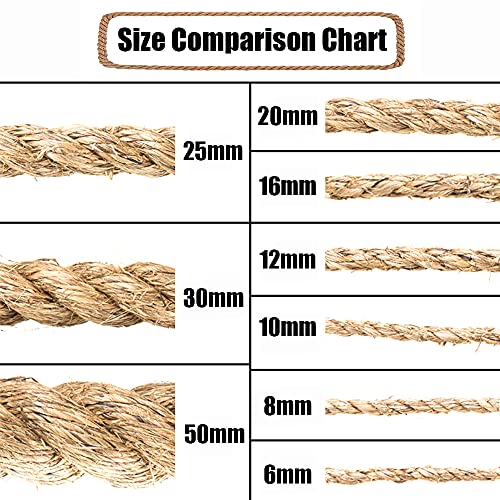 Cuerda de barrera de 25mm para barandilla de escalera/barandilla de balcón, hilo industrial para tira y afloja, columpios, barcos, elevación y escalada, suspensión de cama/sofá, 25mm*10m, beige