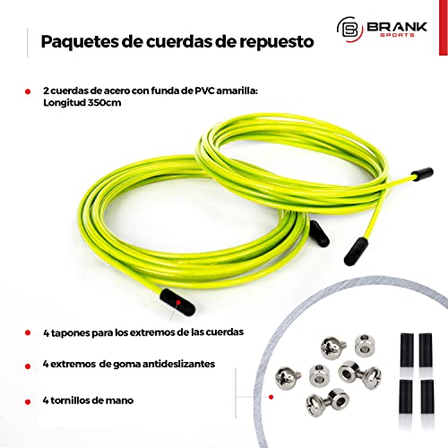 Cuerdas de Repuesto BRANK SPORTS para Cuerda de Saltar - Longitud de 3m - Cuerdas de Saltar para Adultos, Hombres, Mujeres y Niños - Cuerda de Velocidad para Boxeo y Gimnasio - Apta Cuerdas con Pesas