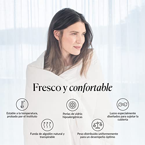 CURA Pearl Classic Weighted Blanket 150x210 9kg - Manta antiestres - Manta Pesada para un sueño Profundo y un Mejor Descanso - Manta con Peso 100% de algodón - Manta para la ansiedad