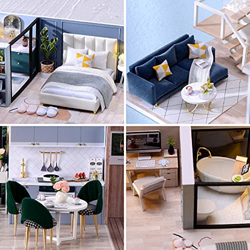 Cuteefun Casa en Miniatura para Montar, Casa de Munecas Miniatura para Hacer, Kit de Manualidades DIY con Muebles Música y Herramientas, Idea de Regalo Creativa, Tiempo de Ocio