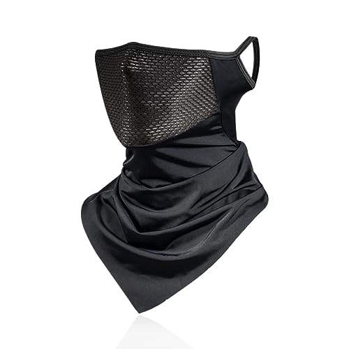 CUZYP Casco De Equitación Negro De Verano, Pasamontañas，Pasamontañas Negro，Protector De Cuello para Deportes Al Aire Libre, Protector De Cuello para Bicicleta con Máscara para Hombres y Mujeres