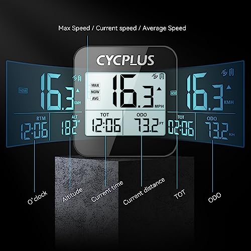 CYCPLUS G GPS Ciclismo,Velocímetro Bicicleta,Cuentakilometros Bicicleta Inalambrico,Potenciometro Ciclismo,Ciclocomputador Bicicleta,GPS Bicicleta, Impermeable IPX6,ODO