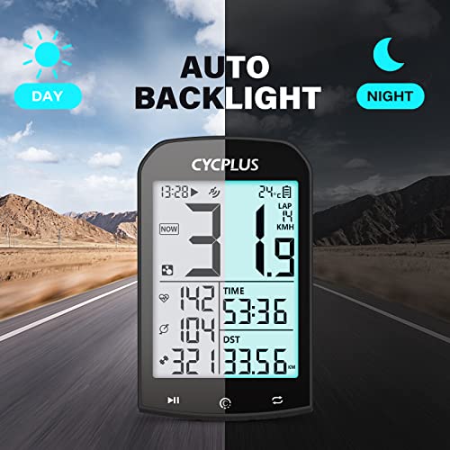 CYCPLUS GPS Computadora para Bicicleta Velocímetro y odómetro para Bicicleta Ant + Computadora para Ciclismo inalámbrica Bluetooth con aplicación Pantalla LCD de 2,9 Pulgadas con retroiluminación