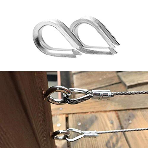 CYH Juego de Barandas de Cable Acero, 100X M3 Manguitos Fundas para Cuerda de Cable de Aluminio de Bucle de Doble Orificio, 40X Dedal Guardacabos de cuerda de cable, para Aparejos de Cable de Alambre