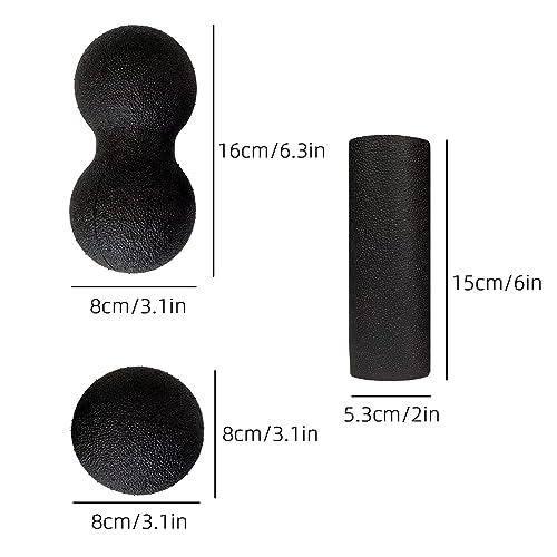 DALAETUS 3 Piezas Bolas de Masaje Juego, Automasaje Rodillo de Masaje, Pelota Doble para Miofascial, Bolas de Masaje Lacrosse para Columna Vertebral, Pies, Espalda, Cuello