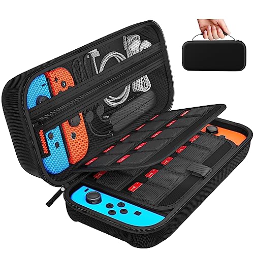 daydayup Funda para Nintendo Switch y Switch OLED con 20 Ranuras para Tarjetas de Juego - Funda Rígido de Almacenamiento en Material para Consola y Accesorios de Nintendo Switch