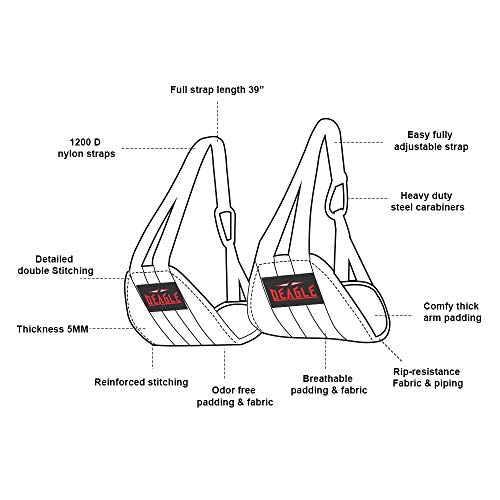 Deagle Sports Correas de abdominales para barra de dominadas para hombres y mujeres, correas colgantes para abdominales y levantamientos, equipo de entrenamiento abdominal y banda de asistencia para