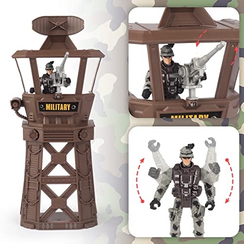 deAO Juego de Militar Juguete, con Avion Militar Juguete, Vehículos Militares, Tanque, Buque de Guerra, Helicóptero,Telescopio, Torre de Defensa etc. Regalos de Cumpleaños para Niños Mayores de 3 Años