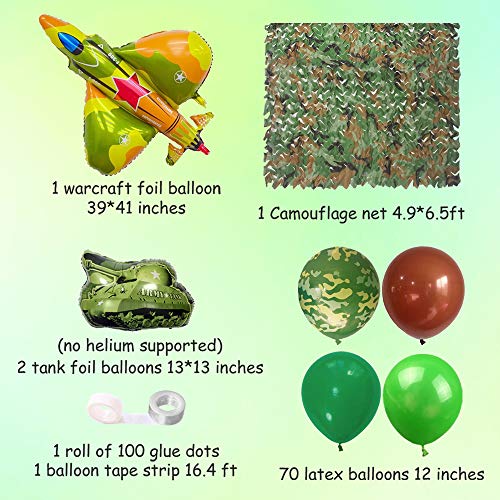 Decoraciones de fiesta de camuflaje Globos del ejército Guirnalda para fiesta militar Aire libre Tema Fiesta de cumpleaños Suministros 75 Pack