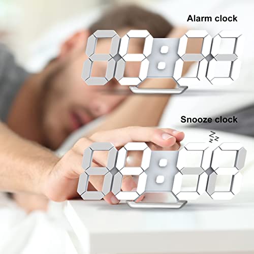 Deeyaple - Reloj de Pared Digital LED 3D pequeño Despertador, Mando a Distancia, 25,2 cm, 12/24 Hora, Temperatura, Fecha, Pantalla, Tiempo, Memoria, función Snooze Nightlight luminosidad, regolabile,