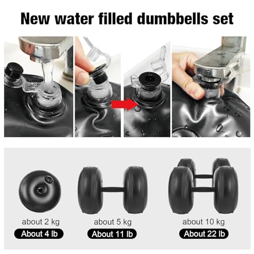 DEIRIS Juego de mancuernas rellenas de agua, pesas ajustables de 8 a 10 kg, PVC portátil plegable, para el hogar y el gimnasio, fitness, entrenamiento, entrenamiento de brazo y mano