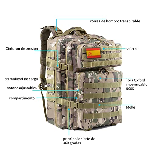 Delgeo Mochila Tácticas Militar, 45L Gran Capacidad Mochila Crossfit, Plegable Impermeable Mochila Supervivencia, Montañismo, Senderismo, Trekking, Acampada, Aventura o Viajes