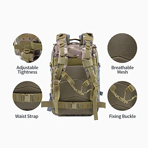 Delgeo Mochila Tácticas Militar, 45L Gran Capacidad Mochila Crossfit, Plegable Impermeable Mochila Supervivencia, Montañismo, Senderismo, Trekking, Acampada, Aventura o Viajes