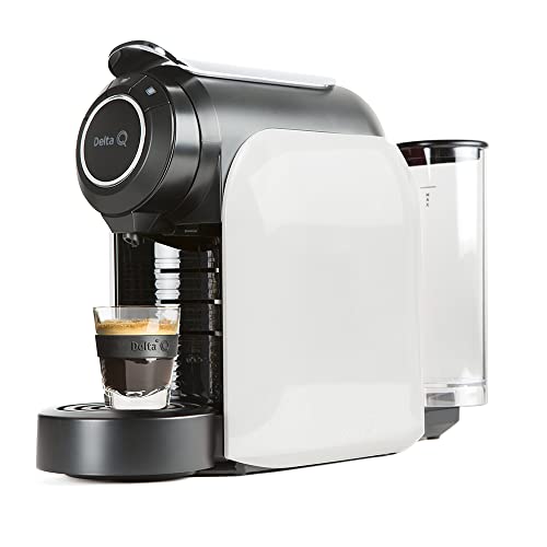 Delta Q - Cafetera de Cápsulas Qool Evolution - Color Blanco - 19 Bares de Presión - Capacidad de 1 L - Incluye 2 Packs de 40 Cápsulas de Café Qalidus de Intensidad 10