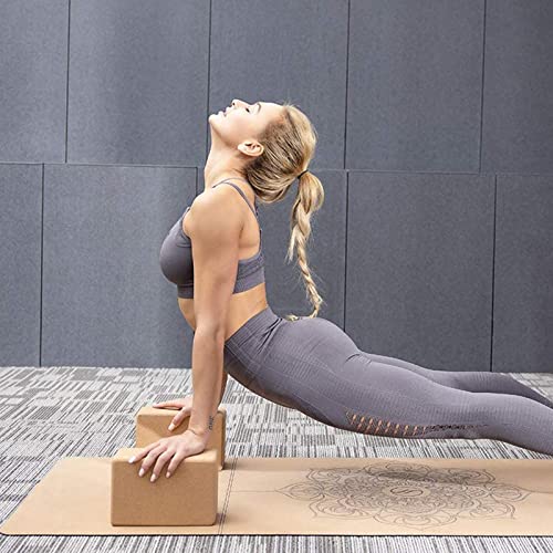 Deporte Fans,Bloque de yoga de corcho 100% natural, Set de 1,2,3,4 unidades, Para yoga y pilates, accesorios de fitness, entrenamiento de bloqueo (2 UDS)