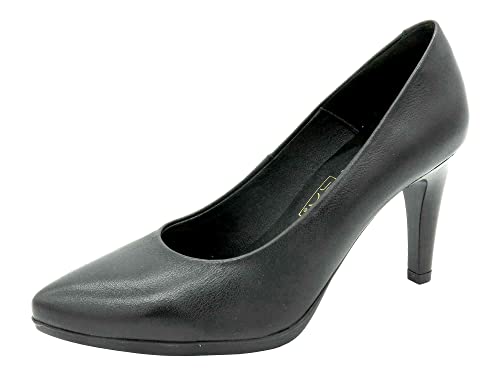 Desireé - Zapatos de salón de Cuero Real para Mujer, Negro 1251 - Tacón de Aguja 9 cm, Forro de Cuero y características de Confort TotalFlex - Hecho en España - Talla eu-37