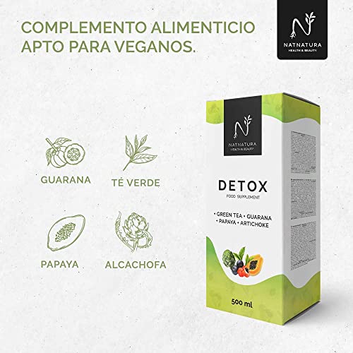 DETOX CLEANSER JARABE. Potente adelgazante y diurético natural. Con sabor frutos rojos. 500ml. NATNATURA HEALTH & BEAUTY. 100% vegano y sin gluten.