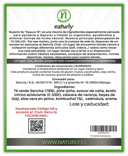 Detox Té Desintoxicante | Potentes antioxidantes | Té Kombucha | Té Verde Puro | Eliminar Toxinas de tu Cuerpo y Reducir Hinchazón Abdominal | Ayuda Natural para Eliminar Grasas