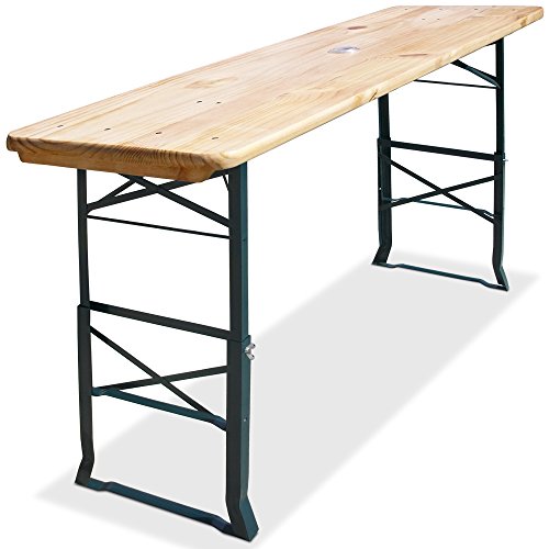 Deuba Mesa cervecera Plegable de Madera 170cm Mesa Alta con Soporte para sombrilla y Altura Ajustable