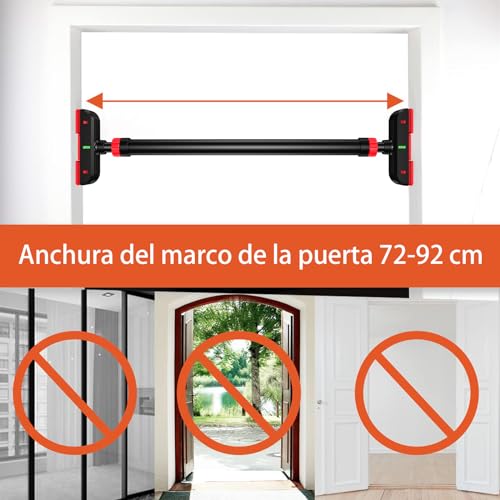 DH FitLife Barra de dominadas para marco de puerta sin tornillos | Pull Up Bar Doorway para enroscar | entrenador de espalda para puerta 70-90 cm | con nivel de burbuja