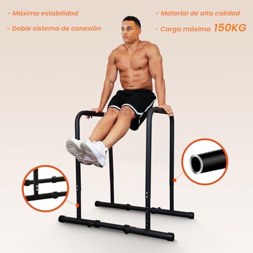 DH FitLife Barras Dip, Estación de Inmersión para Gimnasio Casa, Ejercicios con Barras Paralelas para el Cuerpo Entero, Dip Bar Estación de entrenamiento de fuerza, 80-100 cm Ajustable Individualmente