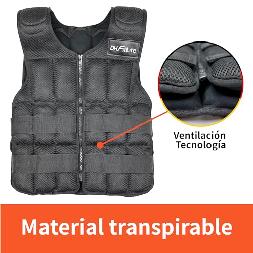 DH FitLife Chaleco de Peso 20 KG para Musculación y Entrenamiento de Fuerza, Weighted Vest Ajustable, Chaleco Lastrado para Correr, Mujeres Hombres Fitness Chaleco de Entrenamiento