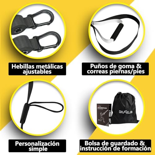 DH-FitLife - Juego de entrenamiento en suspensión para entrenamiento de cuerpo entero, para entrenamiento de fuerza y entrenamiento en casa, resistencia de peso corporal para casa y de viaje