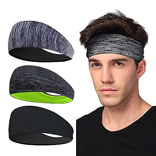 Diadema Deportiva, LATTCURE Diadema Deportiva Ligera Mujer Hombre Cinta para la Cabeza Yoga Correr Quick Dry Stretchy Banda de Cabeza, 3 Pack (Colour 1)