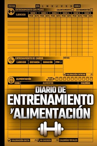 Diario de Entrenamiento y Alimentación: Planificador de Dieta y Ejercicio, Registro de Récords Personales y Progreso Corporal