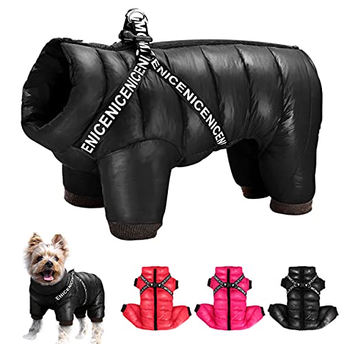 Didog Wither - Abrigos para Perros pequeños, Abrigos cálidos con Cremallera para Clima frío para Cachorros y Gatos Caminando Senderismo (Pecho: 52 cm, Longitud de Espalda: 42 cm), Negro