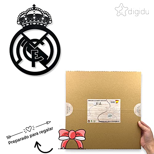 DIGIDU | Cuadro Escudo R.Madrid Madera, Decoración Moderna para Hogar, Habitación, Salón, Regalo Original para Entrenador de Futbol.