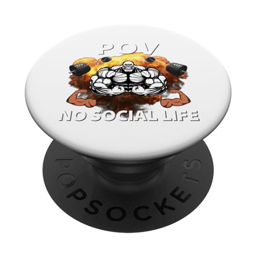 Divertido No Social Life Gimnasio Culturismo Bro Diseño Músculos PopSockets PopGrip Intercambiable